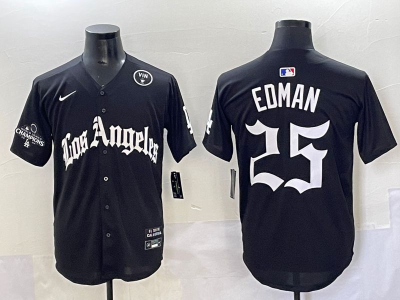 Men 2025 Los Angeles Dodgers #25 Edman Black Five generations Joint Name Nike MLB Jersey style 12->los angeles dodgers->MLB Jersey